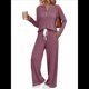 thumbnail image 1 of Conjuntos de Dos Piezas para Mujer, Suéter de Cuello Henley de Otoño, Chándal A Juego, Pijamas Cómodos con Bolsillos Vino Tinto S, 1 of 7