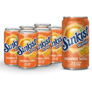 Sunkist Orange Soda Pop, 7.5 fl oz, 6 Pack Cans