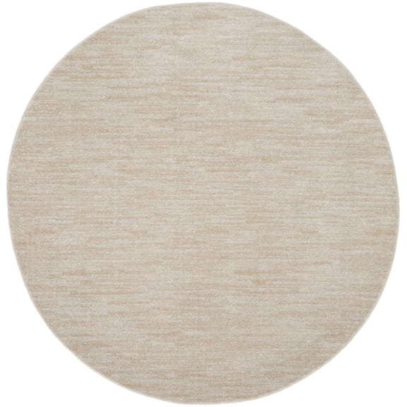 6' X 6' Ivory And Beige Round Non Skid Indoor Outdoor Area Rug