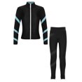 thumbnail image 4 of Yeahdor Kids Girls 2 Piece Figure Skating Training Suit Long Sleeve Zipper Jacket And Rhinestone Leggings Set Light Blue 14, 4 of 7