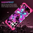 thumbnail image 7 of Casetego for Samsung Galaxy S22 Ultra 5G Case,Glow in The Dark Three Layer Heavy Duty Shockproof Protection Hard Plastic Bumper+Soft Silicone 6.8 inch Case,Rose Red Butterfly, 7 of 7