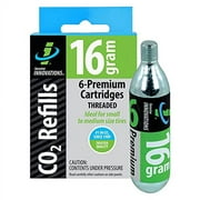 Genuine Innovations G2153, Bicycle CO2 Cartridges, Threaded, 16g, Pack of 6