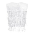 thumbnail image 4 of YONGHS Womens Sequin Fringe Vest Sparkle Open Front Waistcoat Party Prom Glitter Tassel Vest Silver XXL, 4 of 7