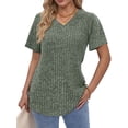 thumbnail image 2 of Fantaslook Women Tops V Neck Short Sleeve Shirts Dressy Casual Summer Tops Fashion Tunic Blouses, 2 of 8