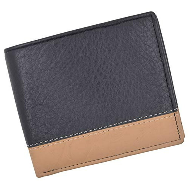 men's leather bifold wallet in toffee & black — MUSEUM OUTLETS
