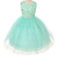 thumbnail image 1 of Floral Embroidered Sparkly Sequin Flower Girl Dress Pageant Bridesmaid Wedding Mint 2-14, 1 of 4