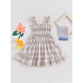 thumbnail image 4 of Arvbitana Toddler Kids Girls Sleeveless Suspender Dress Square Neck Plaid Print A-Line Dress Little Girls Loose Smocked Flowy Dress Summer Clothes 12M 18M 24M 3T 4T 5T, 4 of 8