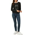 thumbnail image 3 of Allegra K Women's Round Neck Long Sleeves Cute Cat Printed Sweatshirt, 3 of 7