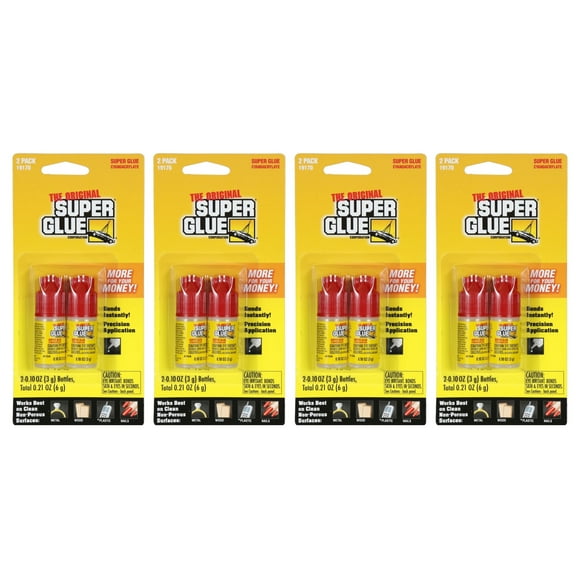 The Original Super Glue 0.10oz Containers, 4 Pack, 8 Count