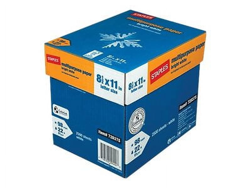 Staples 8.5" x 11" Multipurpose Paper 22 lbs. 98 Brightness 2500/Carton 16345-US