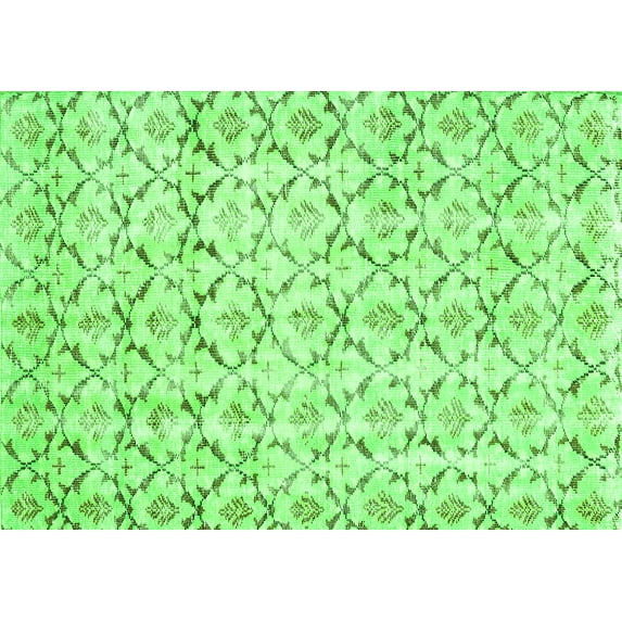 Ahgly Company Indoor Rectangle Abstract Green Contemporary Area Rugs, 7' x 9'