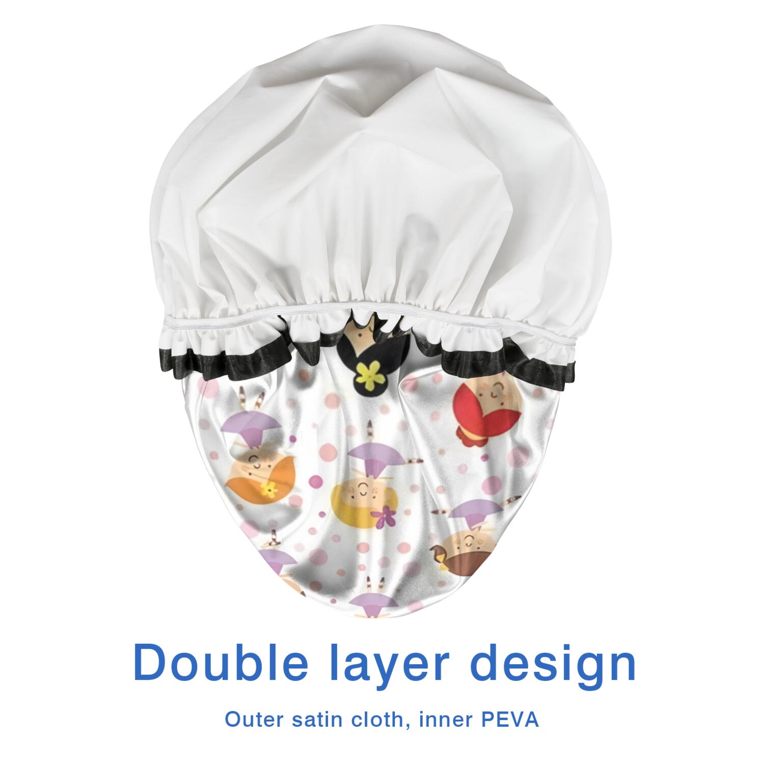 Shower Caps,Ballet Princess Girls Pattern Waterproof Shower Cap for Women 4 Pieces,Double Reusable Hair Cover for Shower PEVA Elastic Stretch Hem