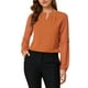 thumbnail image 5 of INSPIRAR CHIC Blusa de gasa para mujer con cuello de ojal, mangas de patchwork, elegante top de trabajo M Naranja, 5 of 8