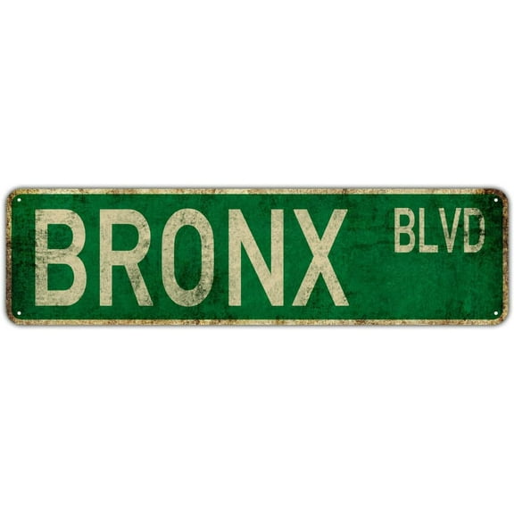 Bronx BLVD Street Sign Slim Tin Sign Room Bar Garage Man Cave Restaurant Shop Office Home Novelty Wall Art 4x16 Inch
