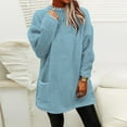 thumbnail image 3 of Womens Comfort Cozy Sweaters for Anxiety Long Sleeve Round Neck Lightweight Casual Pullover Winter Warm Long Tops Blue L, 3 of 5