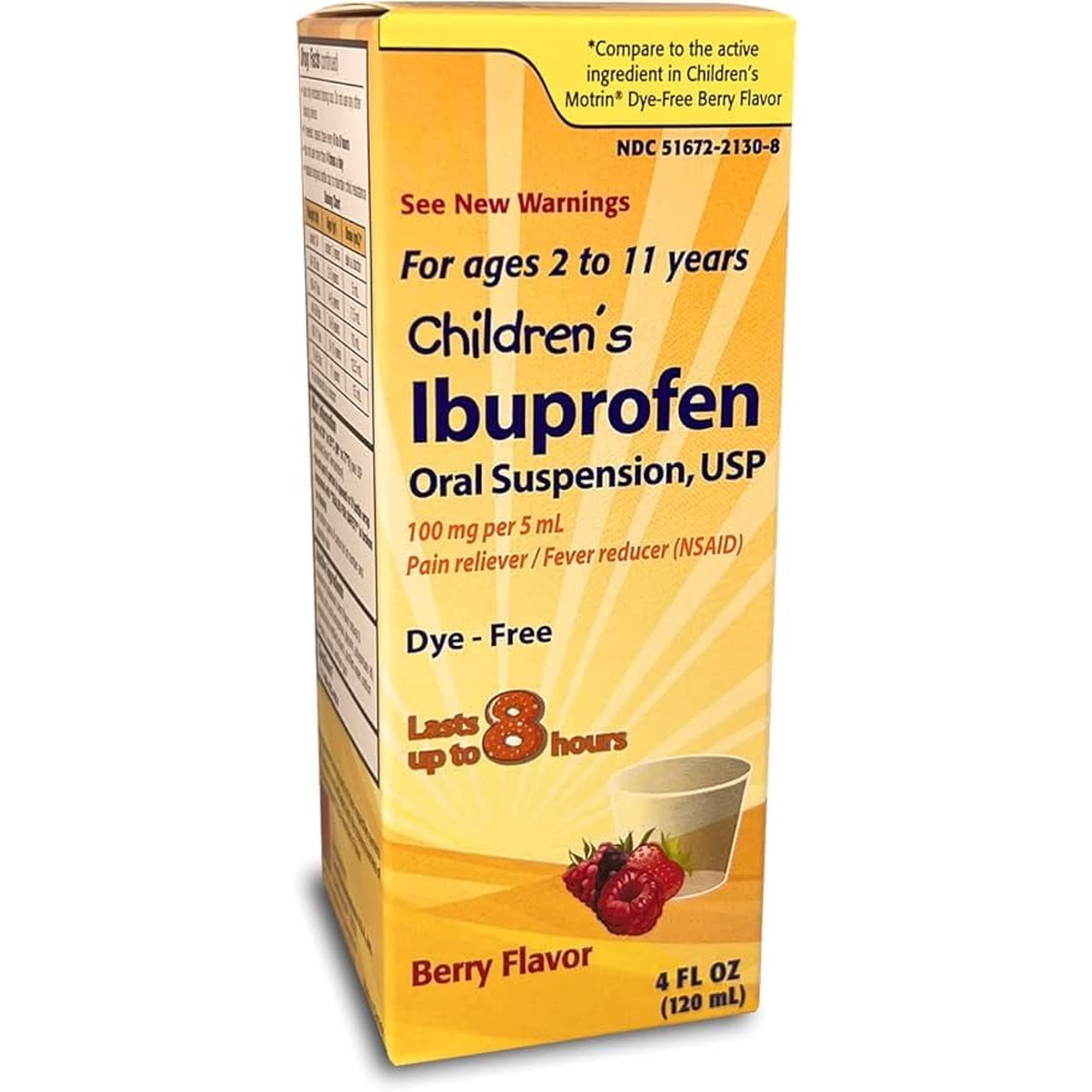 TARO Children's Ibuprofen Oral Suspension 100 mg per 5 ml, Pain Reliever and Fever Reducer (NSAID), Berry Flavor, 4 fl oz