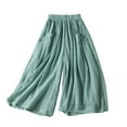thumbnail image 2 of Jsaierl Plus Size Linen Capris Pants for Women Summer High Waist Pant Casual Flowy Drawstring Comfy Trousers Lounge Palazzo Pants, 2 of 8