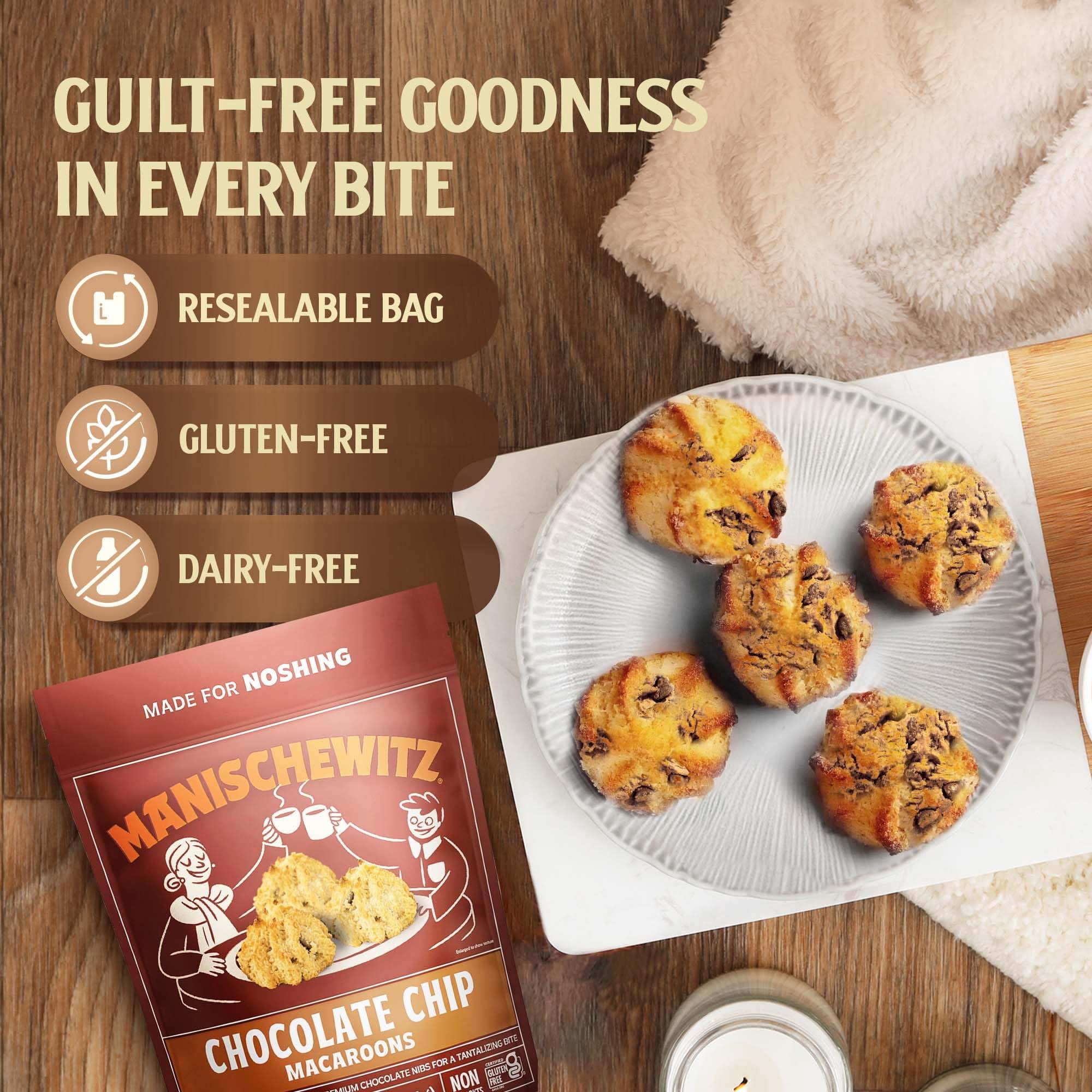 3x | Manischewitz Macaroon Chocolate Chip Cookie, 10 Oz (2 Pack) | Coconut Macaroons | Resealable Bag | Dairy Free | Gluten Free Coconut Cookie & 2x Lotus Biscoff Cookies 0.2oz
