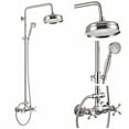 thumbnail image 2 of gotonovo Bathroom Exposed Shower Fixtures 8 Inch Rain Showerhead Double Cross Handles 2 Function Wall Mount Shower Faucet Set, Brass Handheld Spray, Brushed Nickel, 2 of 4