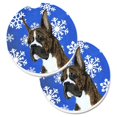 thumbnail image 1 of Carolines Treasures SS4691CARC Bulldog Flocons de Neige Rouges et Verts Anglais Ensemble de Noël de 2 Porte-Gobelets sous-Verre de Voiture, 1 of 1