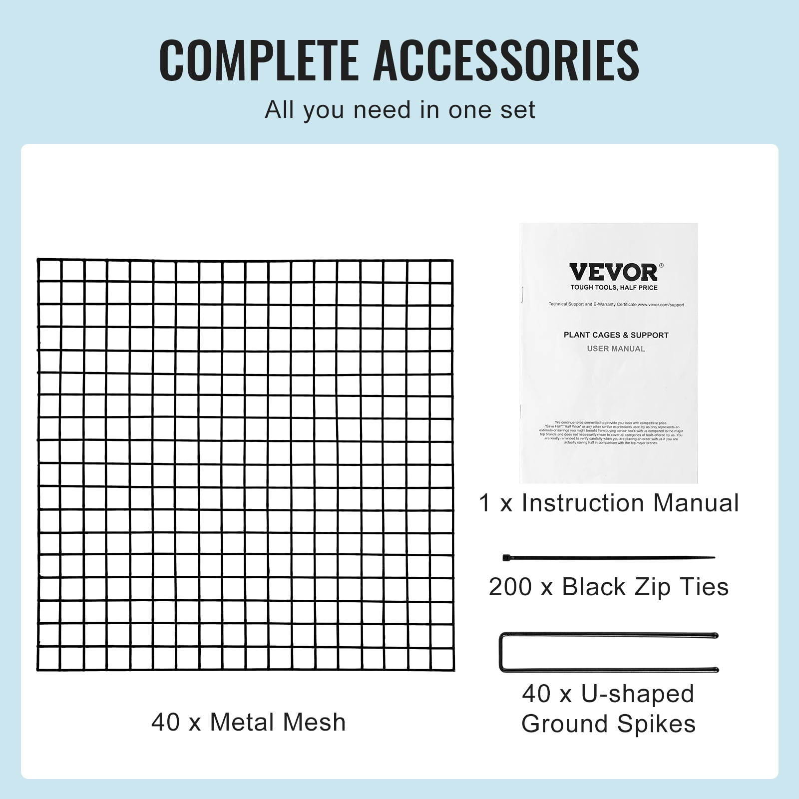 VEVOR 10 pack Plant Protector from Animals, 12'' x 12'' Chicken Wire Plant Protector, Plant Cages for Outdoor Plants, Flowers & Vegetables, Keeps Bunny Chicken Squirrels Out, 40pcs Metal Mesh