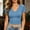 Light Blue, variant on ZZwxWA Womens Deep V Neck Short Sleeve Plus Size Crop Tops Sexy Fitted Basic Tee Breathable Soft Casual Summer Clothes