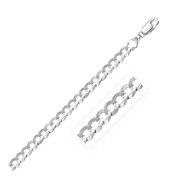 5.7mm 14k White Gold Solid Curb Chain 24 in