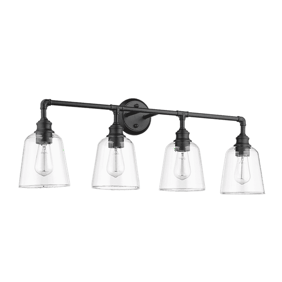 Milla 4-Light Black Bathroom Vanity Light, Modern Wall Sconce with Clear Glass Shades