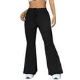 thumbnail image 2 of Baqcunre Sports Yoga Women's Loose Flare Pants Women's Solid Color Sportswear Jogging Pants Cuffed Sweatpants,Size S-3XL,Yoga Pants Women,Flare Leggings,Wide Leg Pants Woman,Women's Pants,Black, 2 of 5