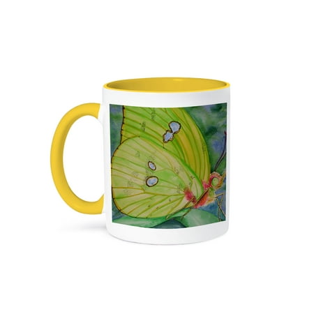 

3dRose Cloudless Sulphur butterfly 15oz Two-Tone Yellow Mug