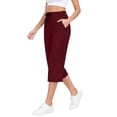 thumbnail image 3 of LWFFDAW Yoga Capri Pants for Women High Waist Drawstring Straight Leg Running Pants Breathable Comfy Gym Athletics Capris with Pockets, 3 of 10