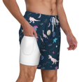 thumbnail image 3 of Goofa Space Dinosaur Printed Men's Swim Trunks Board Shorts Quick Dry Mens Swimming Trunks with Compression Liner,Breathable Fit Hawaii Beach Shorts-3X-Large, 3 of 9