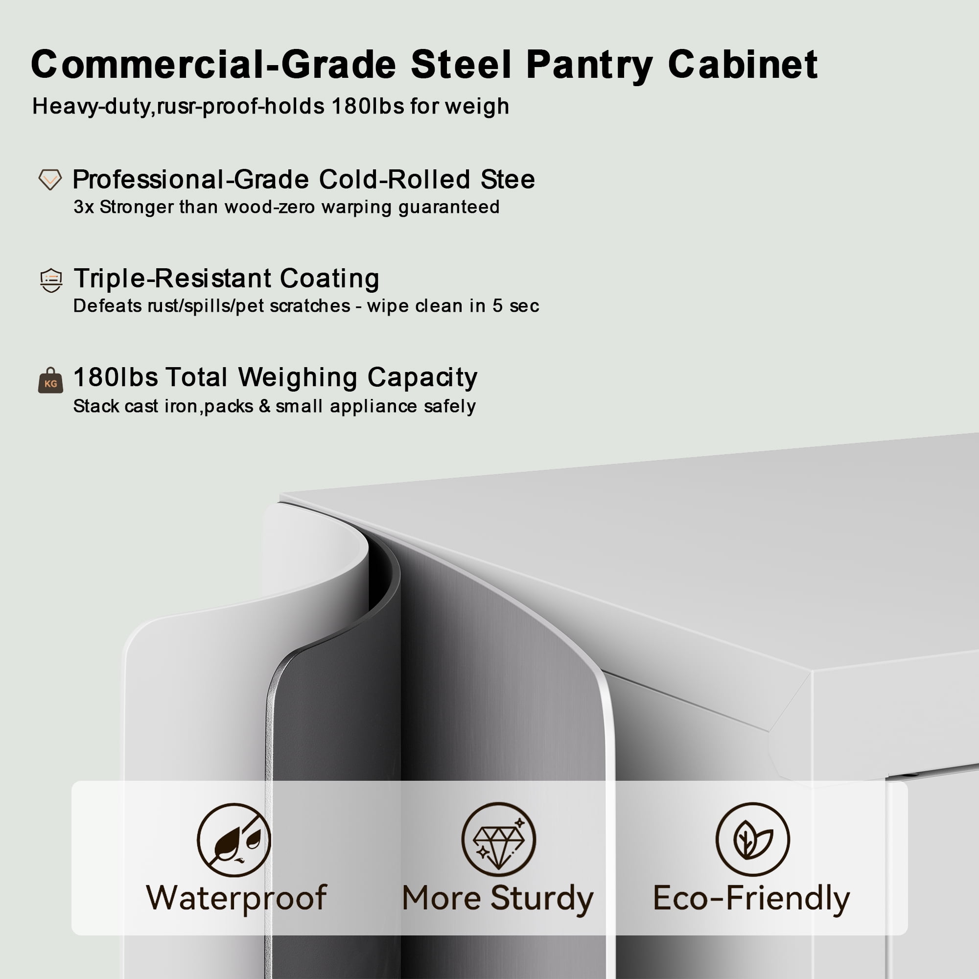 CXUZCZ Metal Buffet Cabinet, Bathroom Floor Storage Cabinet with 2 Adjustable Shelves, Freestanding Storage Sideboard for Entryway,Office, Restaurant, Living Room,11.8 x 23.6 x 31.5 Inches,White