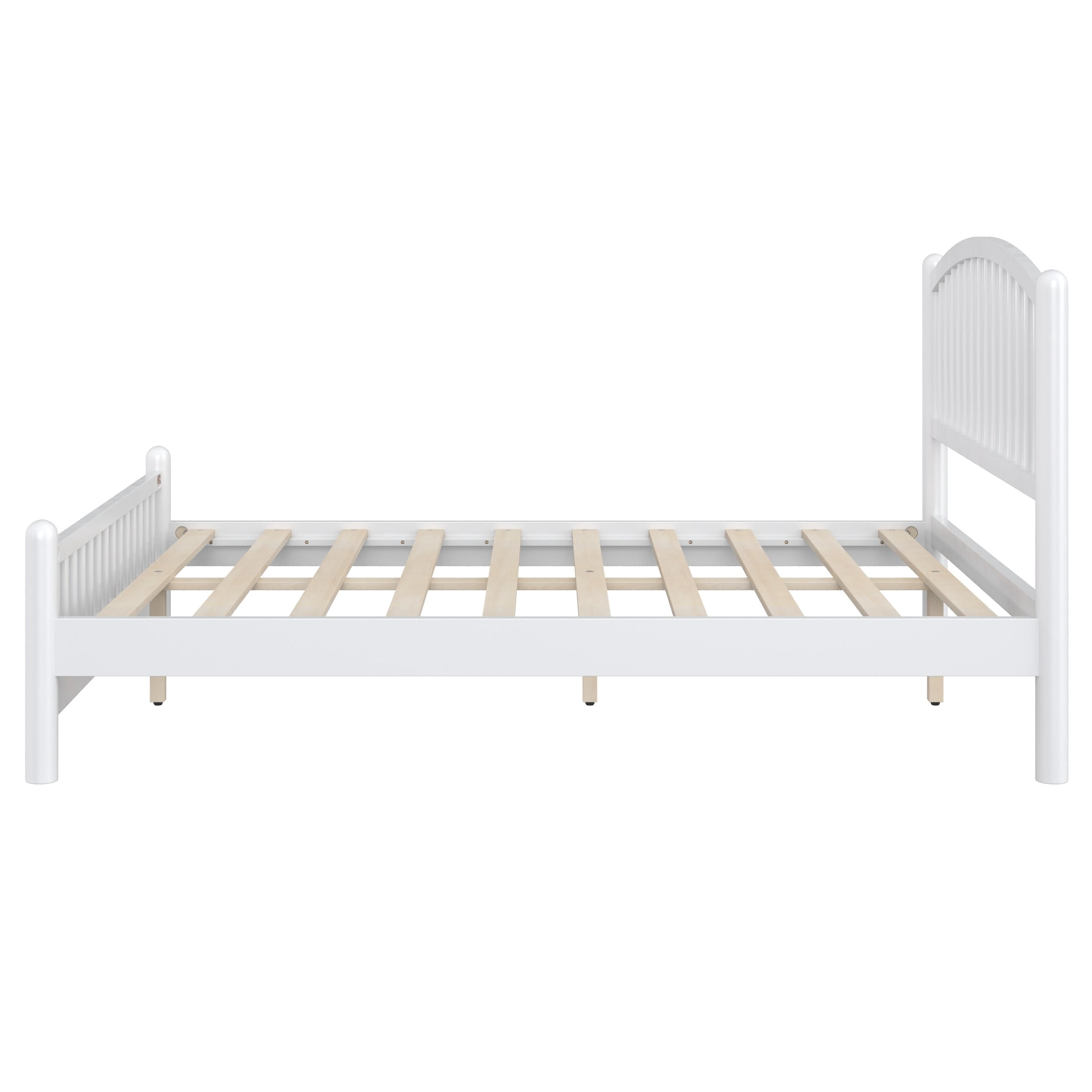 Noble House Alaric Queen Wood Platform Bed Frame, Arched Spindle Headboard, Noise-Free Foundation, White
