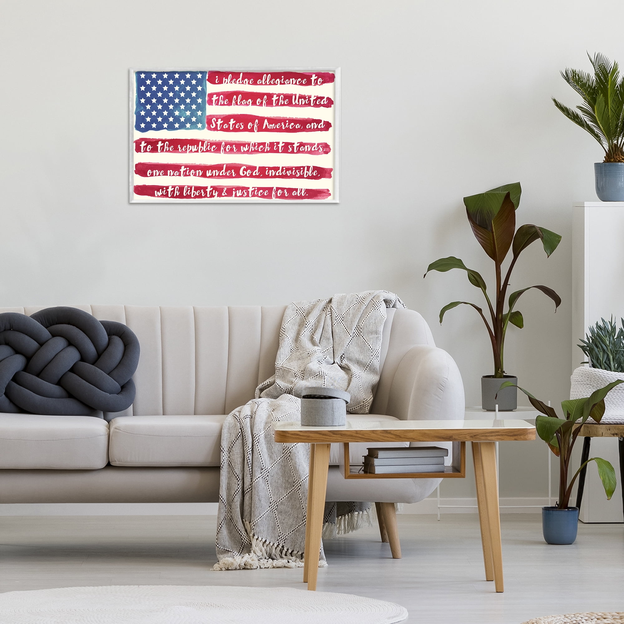 Stupell Industries Pledge Of Allegiance Flag Stripes White Framed Giclee Art, design by Sophie 6