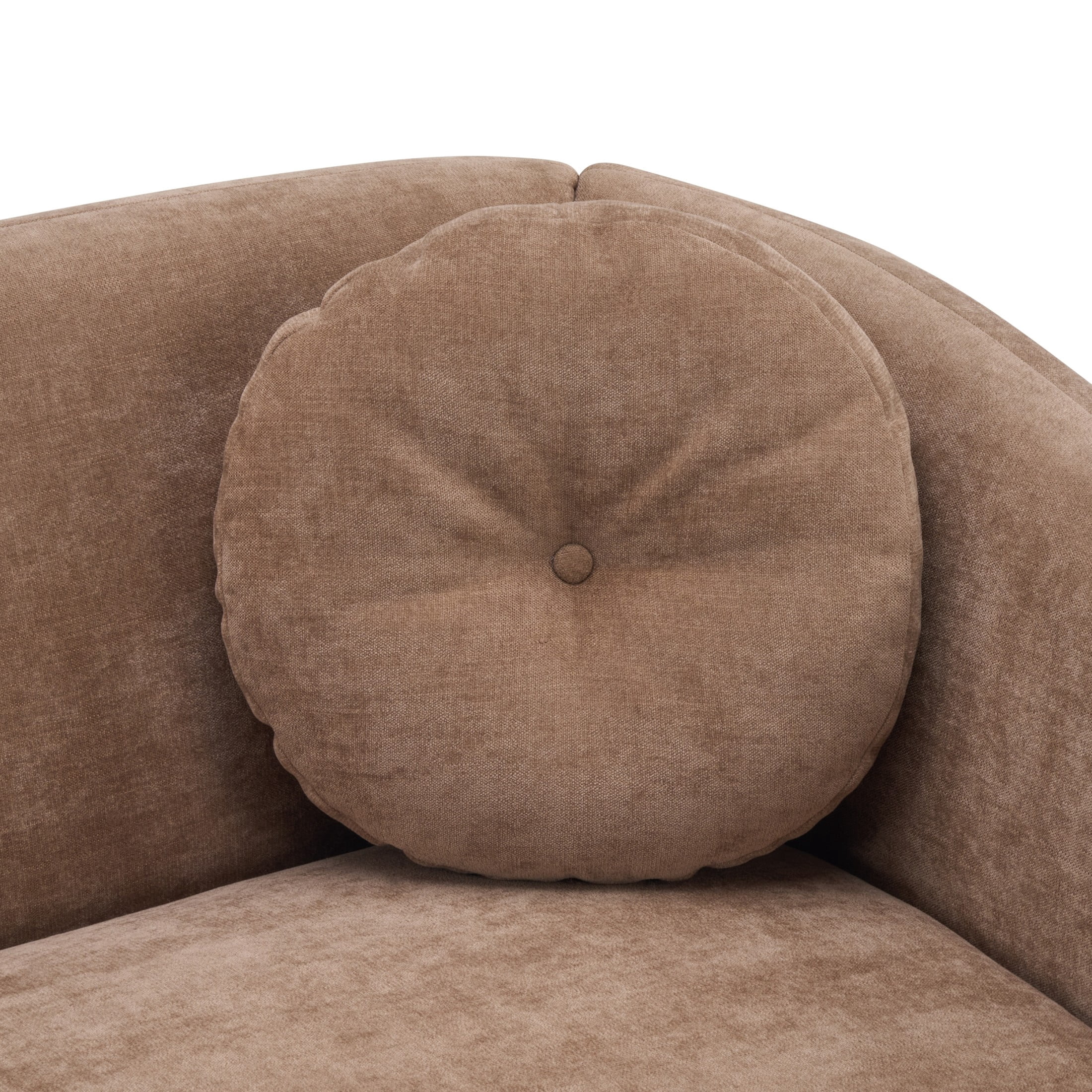 Christopher Knight Home Curved Upholstered 3-Seater Sofa, Soft Modern Couch with Pillows, Brown