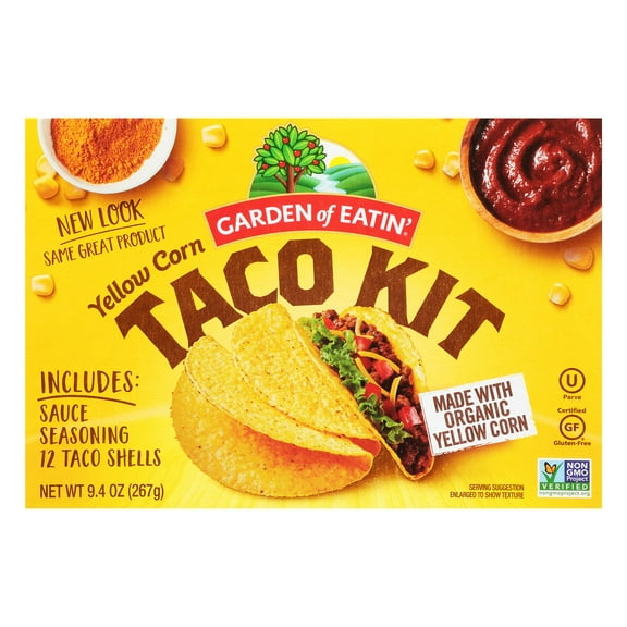 Garden of Eatin', Yellow Corn Taco KKS1 Shells, Dinner Kit, 12 Taco Shells, 9.4 Oz