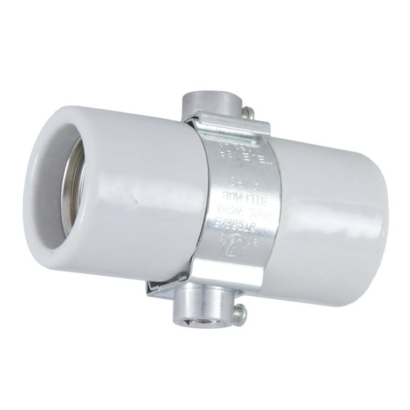 B&P Lamp® Twin Med. Base, Glazed Porcelain Socket with double 1/8IP bushing strap