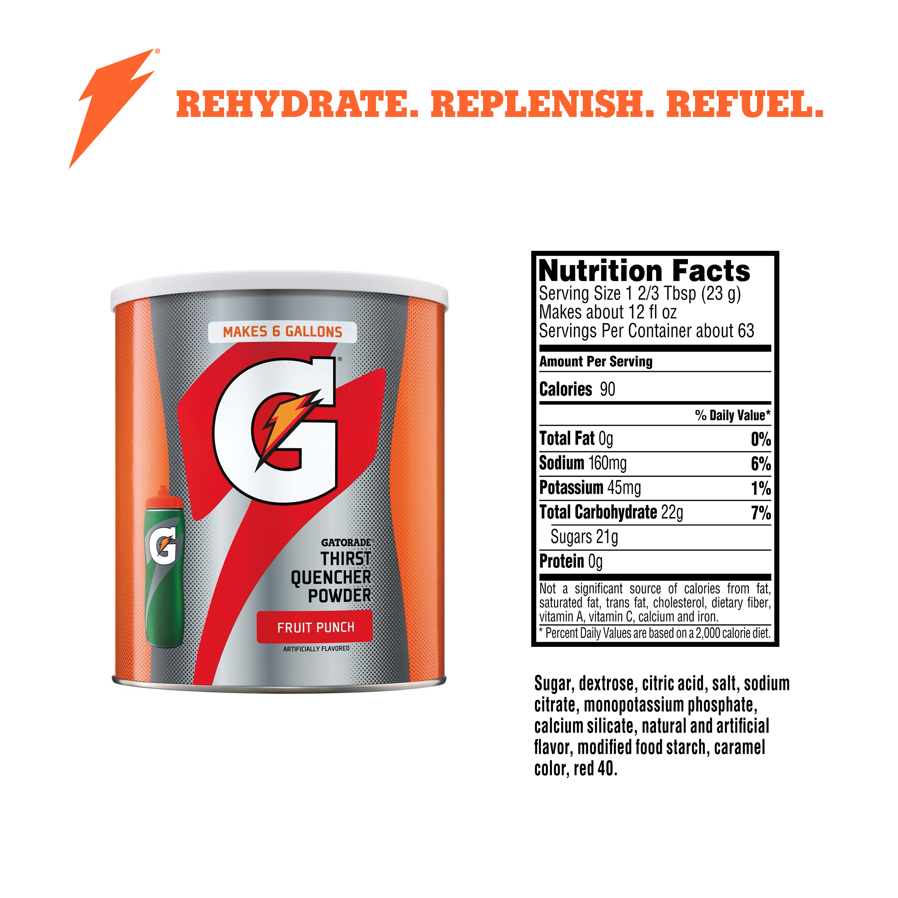 Gatorade Fruit Punch Thirst Quencher Sports Drink Mix Powder, 51 oz Canister - image 2 of 12