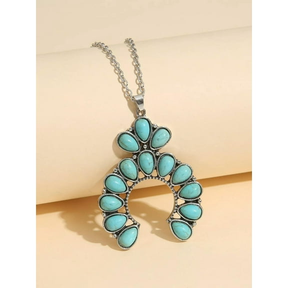 QQTDFG Turquoise Decor Necklace Western Style Bohemian Jewelry Vintage Style-default