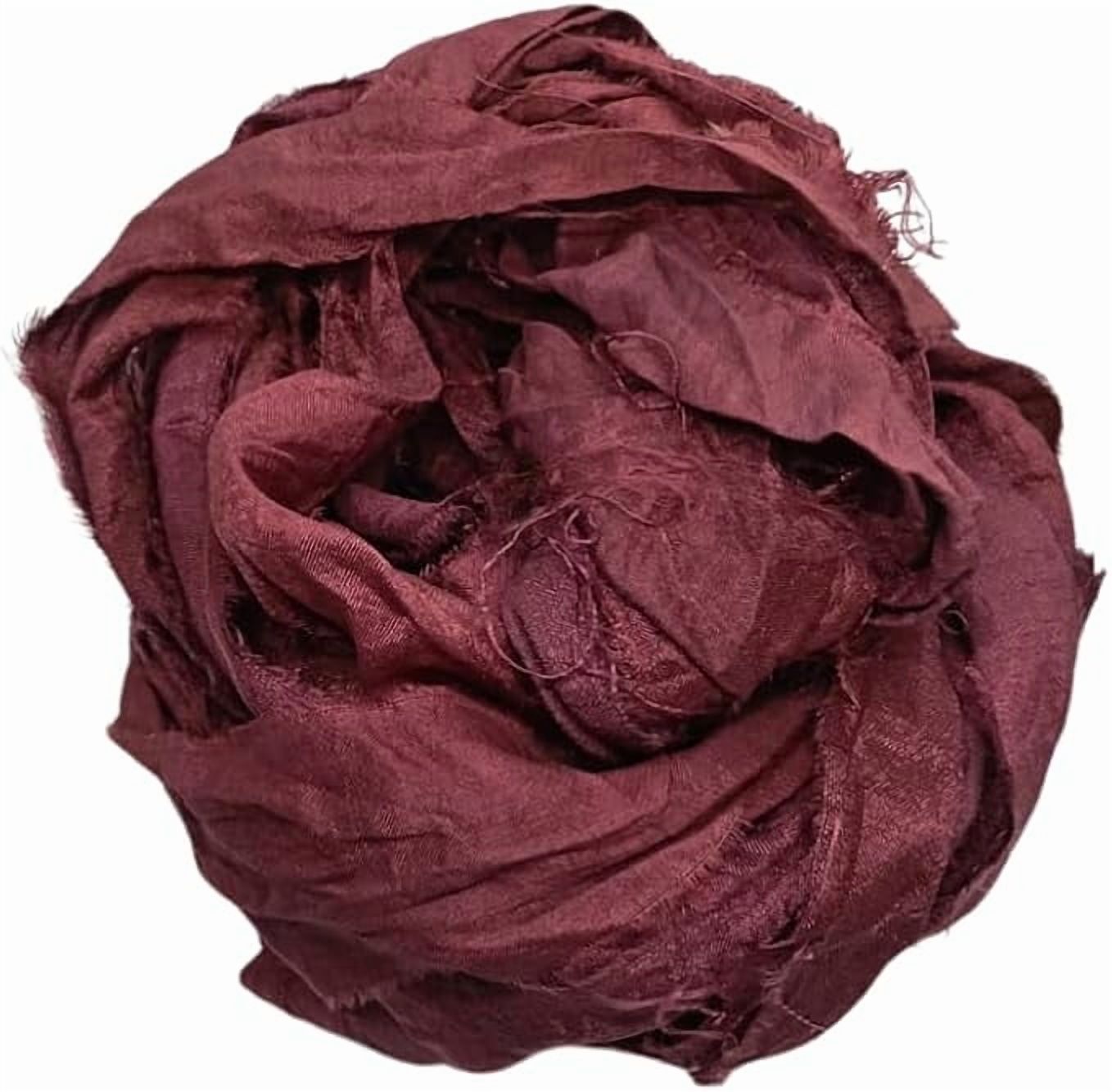 Knitsilk Recycled Sari Silk Ribbon Yarn|Best for Crochet, Knitting, and Embroidery |Sustainable and Unique|50 GMS-30Yards-Brown|Pack of 3