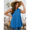 thumbnail image 2 of SHOWMALL Women's Plus Tank Tops Flowy Blue 4X Round Neck Trendy Shirts Sleeveless Summer Casual Tops Clothes Outfits, 2 of 9