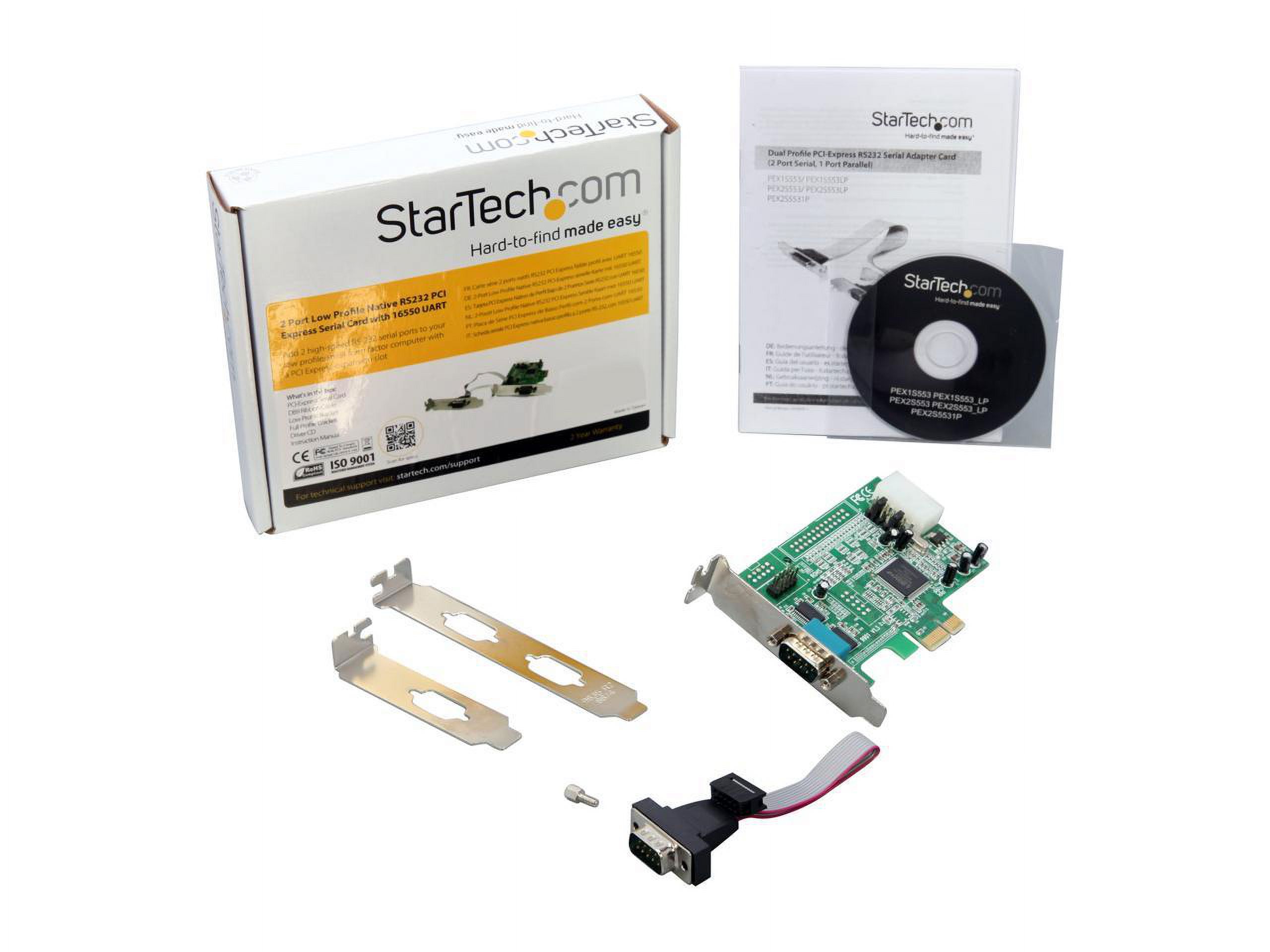 StarTech 2 Port Low-Profile Native RS232 PCI Express Serial Card with 16550 UART - image 5 of 5