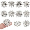 thumbnail image 1 of 10Pcs Brass Rhinestone Buttons Cover 21mm Sleeve Buttons Cover Flower Buttons Cover Detachable Shirt Button Clips Buttons Jewelry for Dress Suit Tux Shirt Accessories, 1 of 5