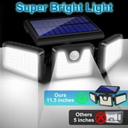 Solar Lights Outdoor, 2 Pack 74 LED 800LM Cordless LED Solar Motion Sensor Lights; 3 Adjustable Heads, 270°Wide Angle Illumination, IP65 Waterproof, Security LED Flood Light(Daylight)
