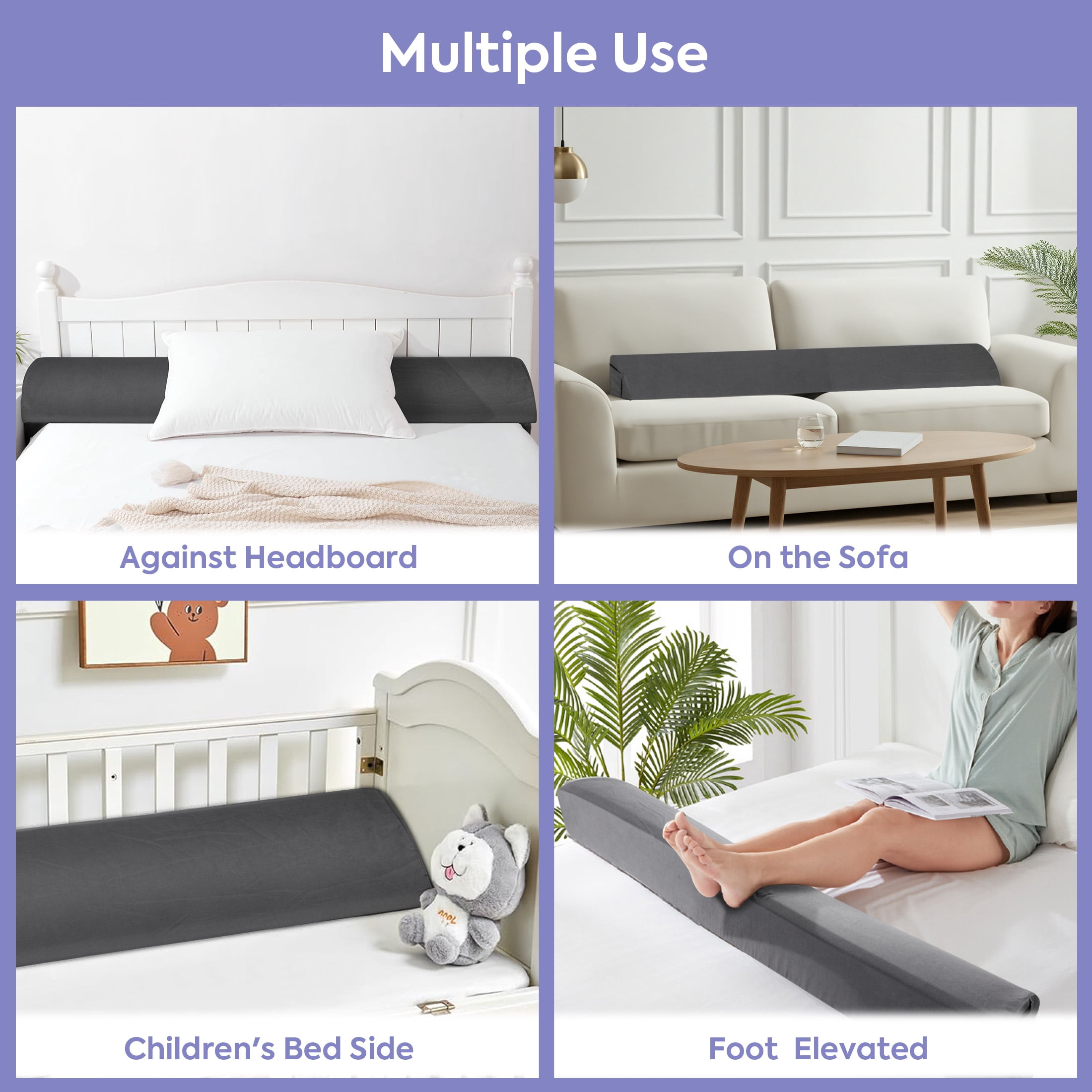 MOONORAH Queen Wedge Pillow Headboard/Bed Wedge Pillow for Headboard/Bed Gap Filler/Headboard Pillow,Pillow Wedge for Headboard Gap(0-6"),Stop Loosing Your Pillows,Phone(Gray 60"x10"x6")