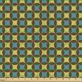 thumbnail image 2 of Ambesonne Retro Fabric by the Yard Upholstery, Geometric Tile 70s Style, 1 Yard, Brown Blue and Yellow, 2 of 5