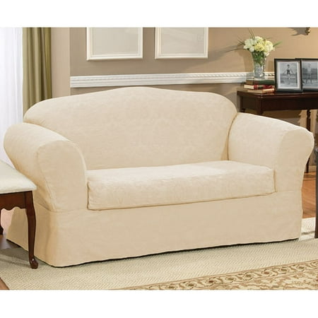 Home Trends Matelasse Loveseat Slipcover, Cream