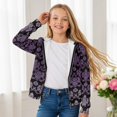 thumbnail image 5 of POLERO Girls Cute Graphic Print Zip Up Hoodies with Pocket Purple Gothic Floral Print Comfort Soft Hooded Sweatshirts Winter Warm Fleece Jacket 8-10 Years, 5 of 7