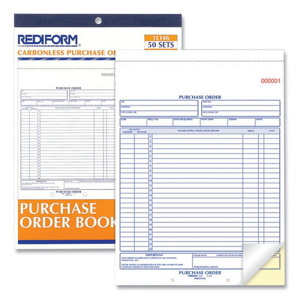 Purchase Order Book, Two-Part Carbonless, 8.5 X 11, 1/page, 50 Forms | Bundle of 5 Each
